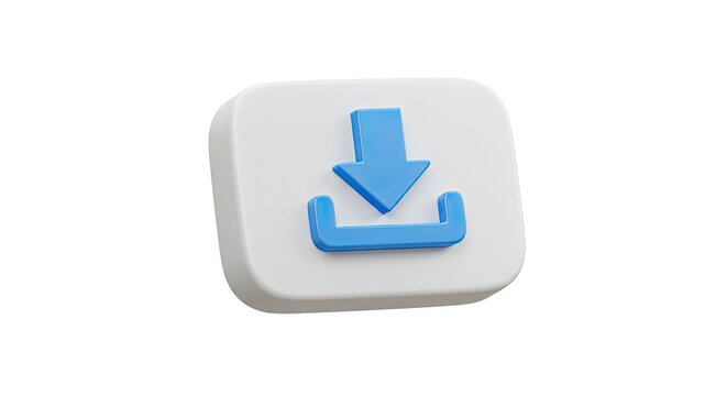 Modern blue download button icon symbolizing data transfer and digital access, perfect for web design and user interface elements