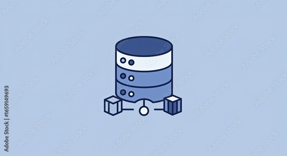 Poster abstract representation of interconnected data servers and cloud storage, symbolizing digital inform
