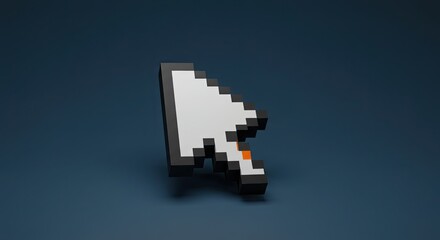 Striking 3D pixel cursor design with modern, minimalist appeal, perfect for digital concepts and user interface inspiration