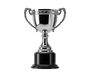 Polished silver trophy with handles