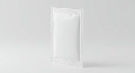 Blank single serving sachet mockup ready for branding, perfect for showcasing new cosmetic or food product packaging designs with a clean, modern aesthetic