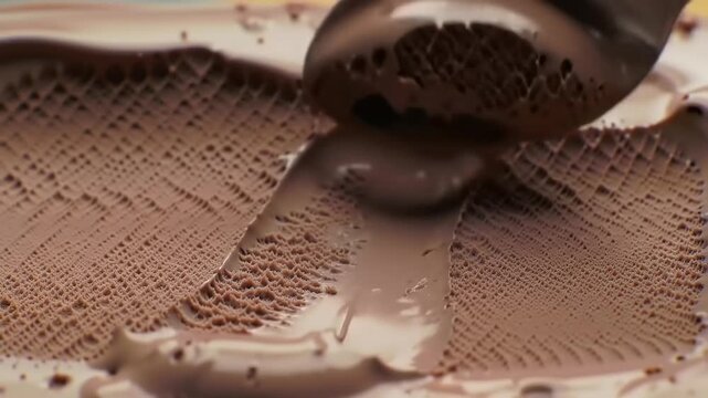 Close-up of chocolate ice cream on a spoon