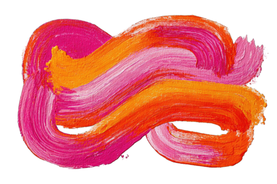 Abstract knot of vibrant pink and orange brushstrokes