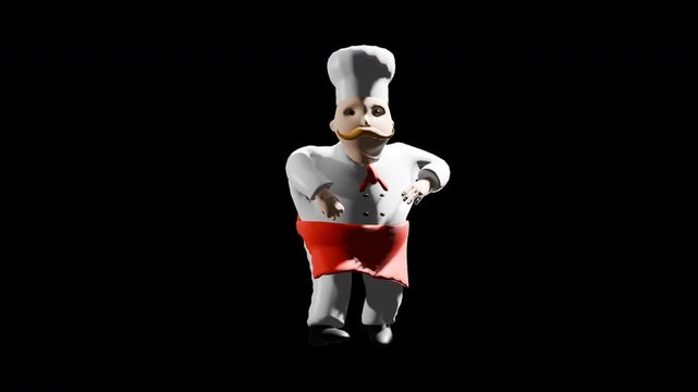 3d render chef dancing Salsa dance. prores 4444