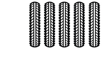Black Tire Track Vector Illustration Bold Wheel Tread Mark Pattern Icons