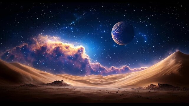 A sci-fi landscape with email clouds above