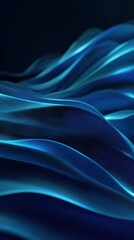 Obraz premium Soft Blue Waves Flowing Gently in a Dark Background, Abstract Motion, Calm and Serene Visual Representation