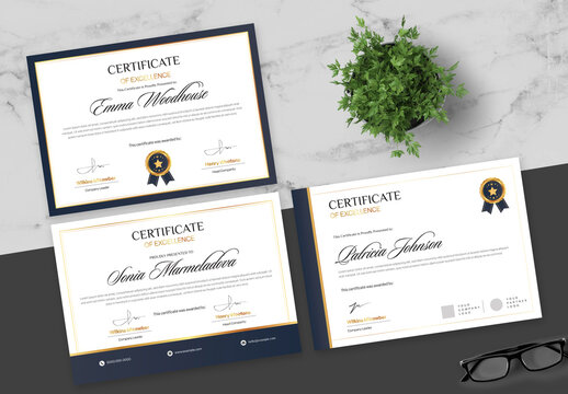 Gradient Gold And Blue Certificate