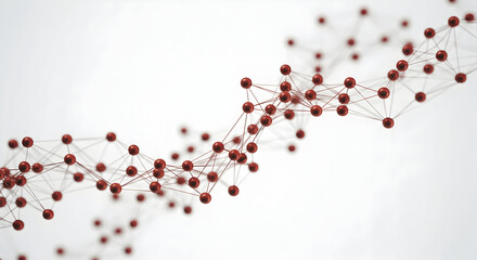 Molecular Structure Of Organic Compounds Represented Through Abstract Red Dots And Lines Creating An Intricate Network Pattern As DNA