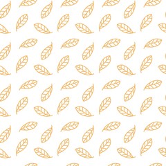 Seamless pattern with elegant autumn leaves in warm orange tones on a clean white background, perfect for fall-themed designs and digital projects.
