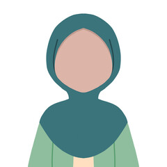 Flat illustration of Muslim woman in teal hijab