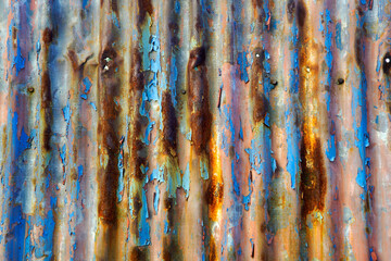 Weathered Metal Surface with Rust and Peeling Paint Texture