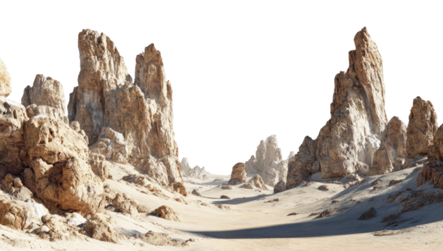 Vast desert landscape with towering rock formations