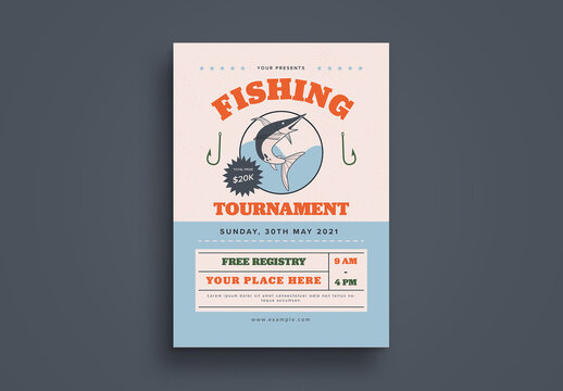 Cream Vintage Fishing Tournament Flyer Layout