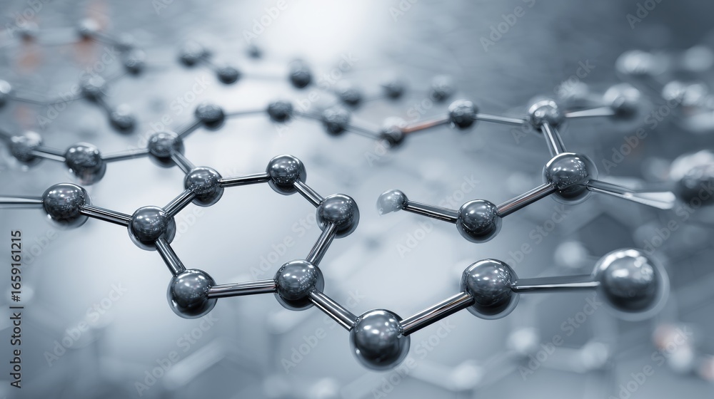 Poster molecular structure: close-up view of a complex molecular structure, showcasing the beauty of scienc