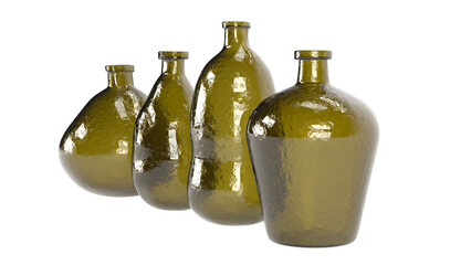 green decorative glass bottles