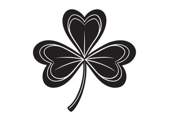 Leaf Clover Silhouette Vector Icon Isolated on White.