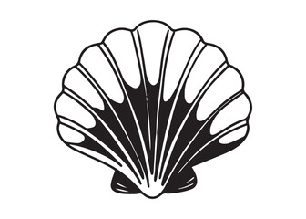 Beach Seashell Icon Silhouette Marine Life Vector Design.