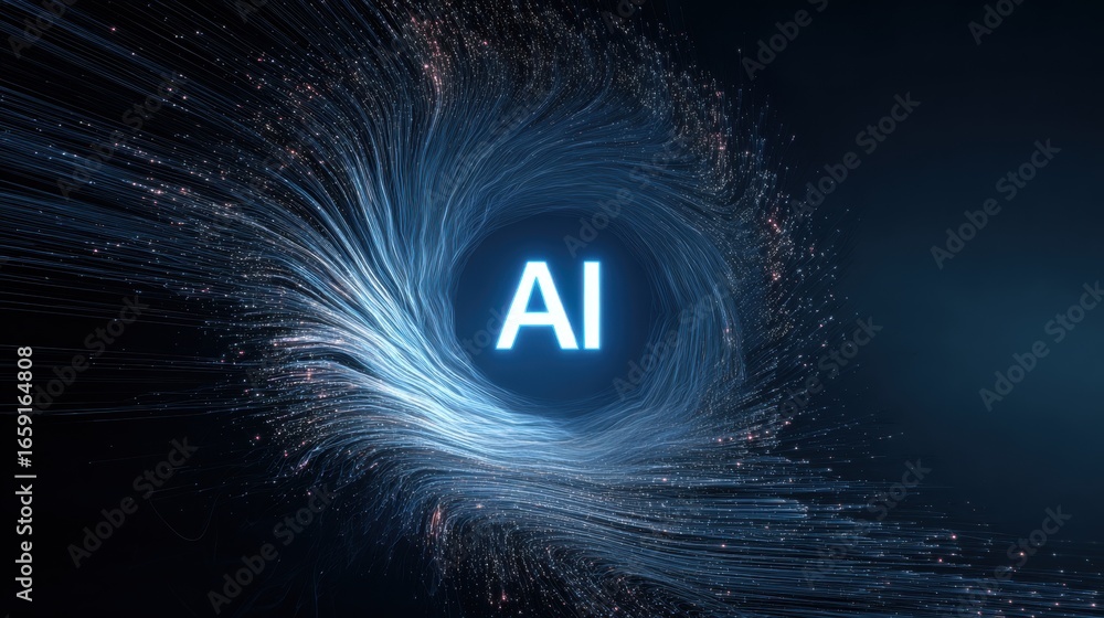 Aufkleber ai swirling portal: a visually stunning rendering of artificial intelligence symbolized as an lumine