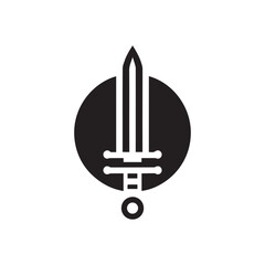 minimalist dagger logo with white background