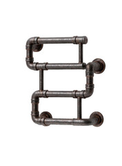 Industrial-style towel rack with three tiers, crafted from dark metal pipes