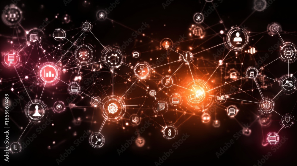 Poster digital network: illustrating the interconnectedness of a digital network, this image showcases a co