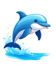 Obraz premium Cartoon dolphin jumping