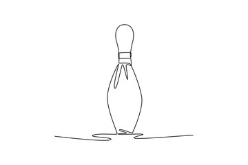 Single continuous line drawing a single bowling pin is standing upright. Symbolizing clear objective, a target, and the challenge of the game. Dynamic one line draw graphic design vector illustration