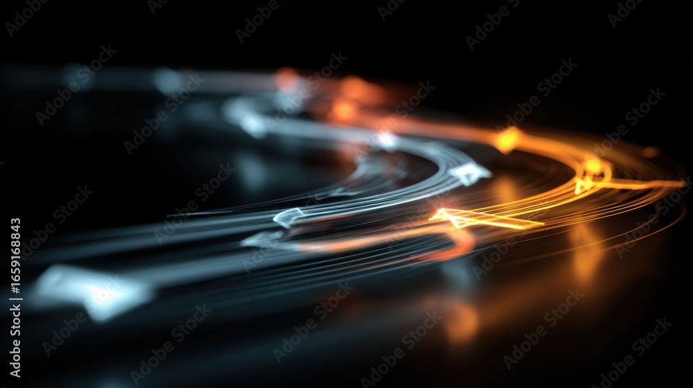 Poster abstract light trails: a captivating display of abstract light trails dances across a dark backdrop,