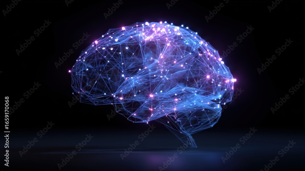 Poster brain network visualization: this image presents a stunning visualization of the human brain's neura