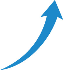 Vector vector art of blue arrow pointing upwards indicating growth and progress transparent background