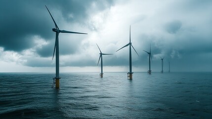 Offshore wind turbines in a stormy sea (1)