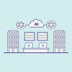 AI Cloud Computing Network Office Illustration artificial intelligence