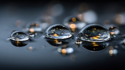 Dewdrop Majesty: Capturing the serene beauty of water droplets, showcasing their intricate details and reflective surfaces. A captivating image that draws attention to the simple elegance of nature.