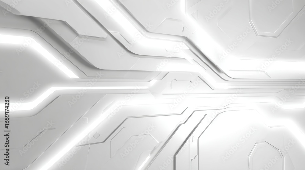 Poster abstract techscape: an immaculate abstract design with sleek lines and luminescent accents conveys a
