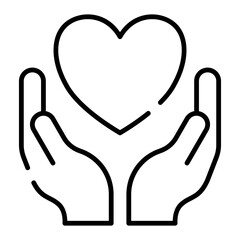 Obraz premium Heart in hands black line icon
