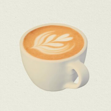 Elegant latte coffee cup animation isolated asset, transparent 4K video, alpha channel, ProRes 4444