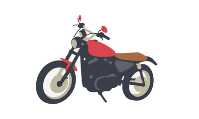 Obraz premium flat illustration of old classic vintage motorcycle
