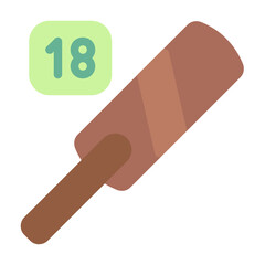 cricket stick icon with flat style