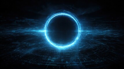 Obraz premium Cosmic Portal: A mesmerizing digital artwork presents a captivating illustration of an energy portal. bathed in an electric blue glow, it invites viewers on a journey into the cosmos. 