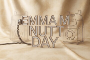 Celebrate Emma Nutt Day with vintage telephone vibes and stylish 3D lettering for a retro communication theme