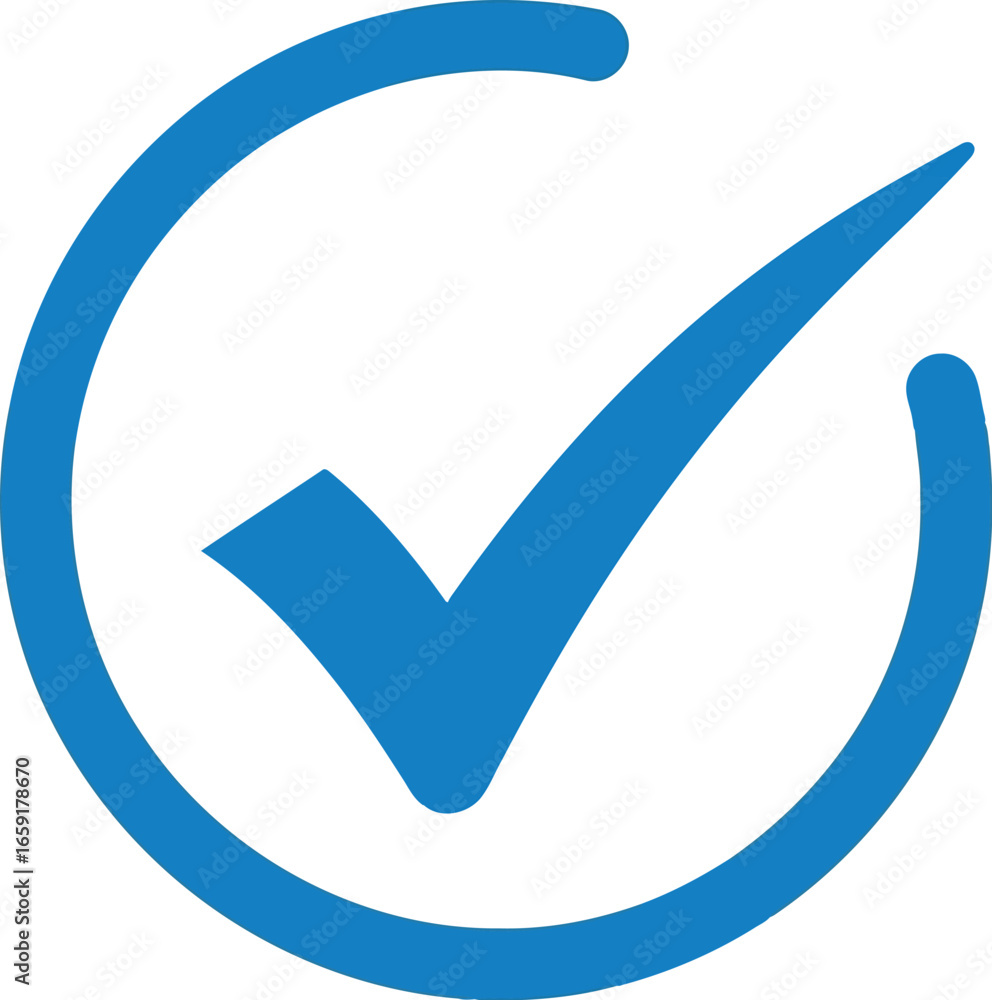 Poster vector vector art of blue check mark inside a circle transparent background