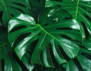 Monstera deliciosa plant leaves background tropical foliage greenery design