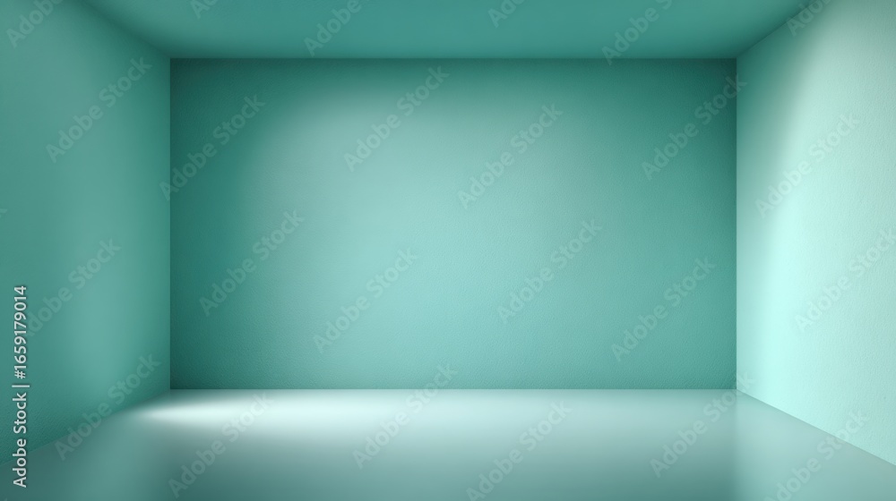 Aufkleber minimalist cyan interior space: an empty room with cyan walls and soft, diffused lighting. the clean