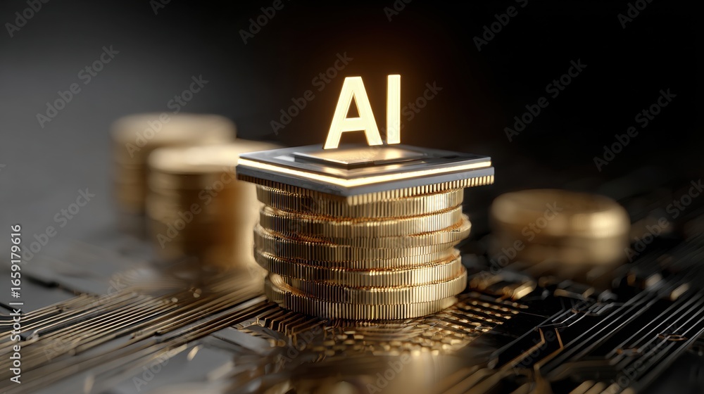 Aufkleber ai concept with the future of tech and money: conceptual representation of artificial intelligence i