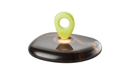 Shiny Location Pin Marker on a Smooth Stone on transparent background on white background