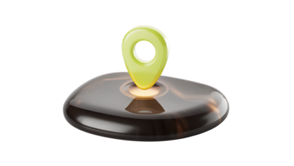 Shiny Location Pin Marker on a Smooth Stone on transparent background on white background