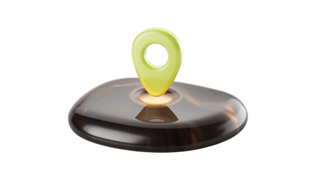 Shiny Location Pin Marker on a Smooth Stone on transparent background on white background