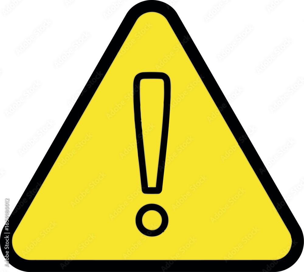 Poster vector vector art of yellow warning sign with black border and exclamation mark transparent backgrou