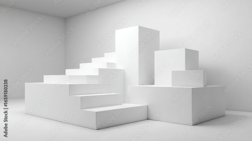 Aufkleber abstract staircase and platforms: a minimalist architectural study in a pristine space, featuring in